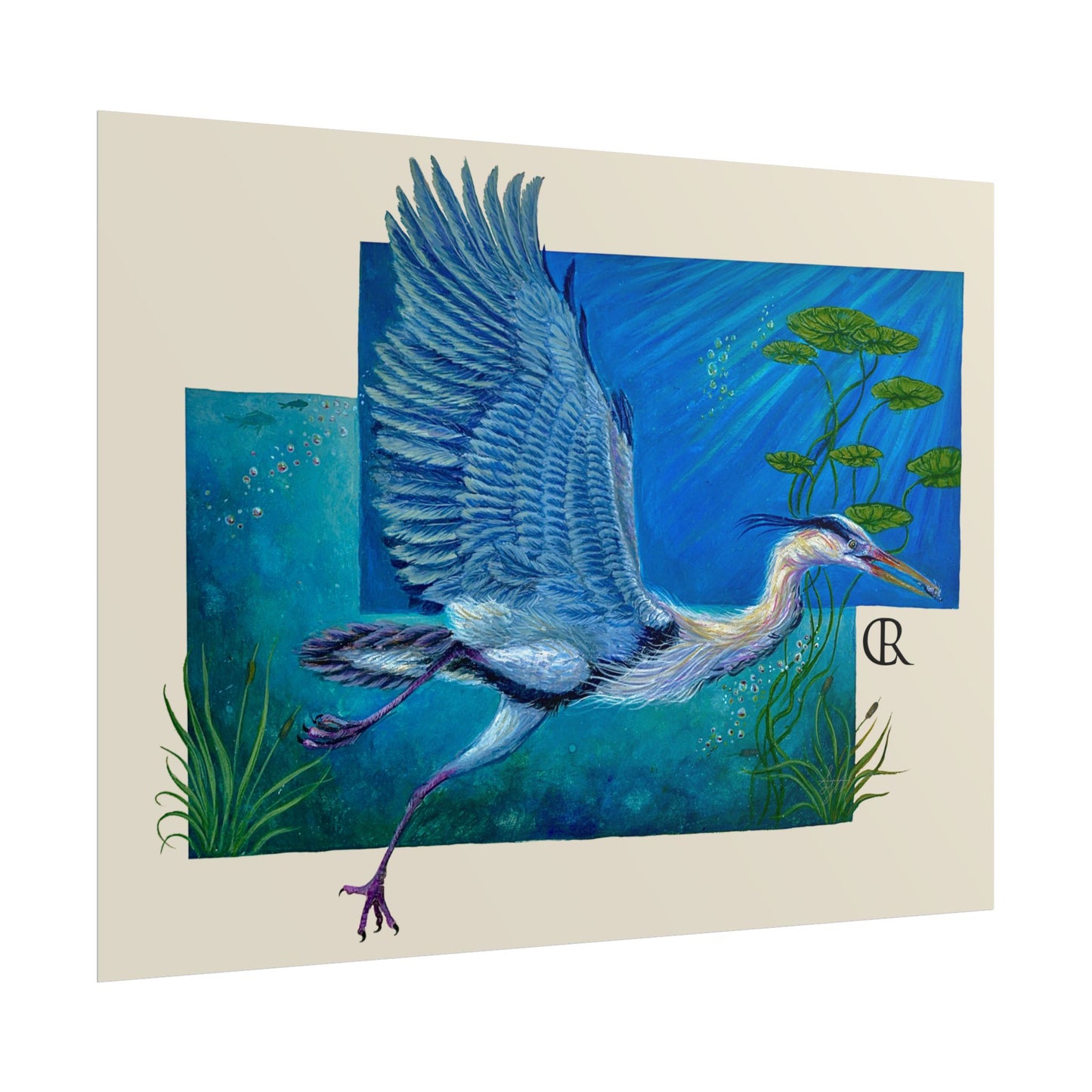 Blue Heron Art Poster
