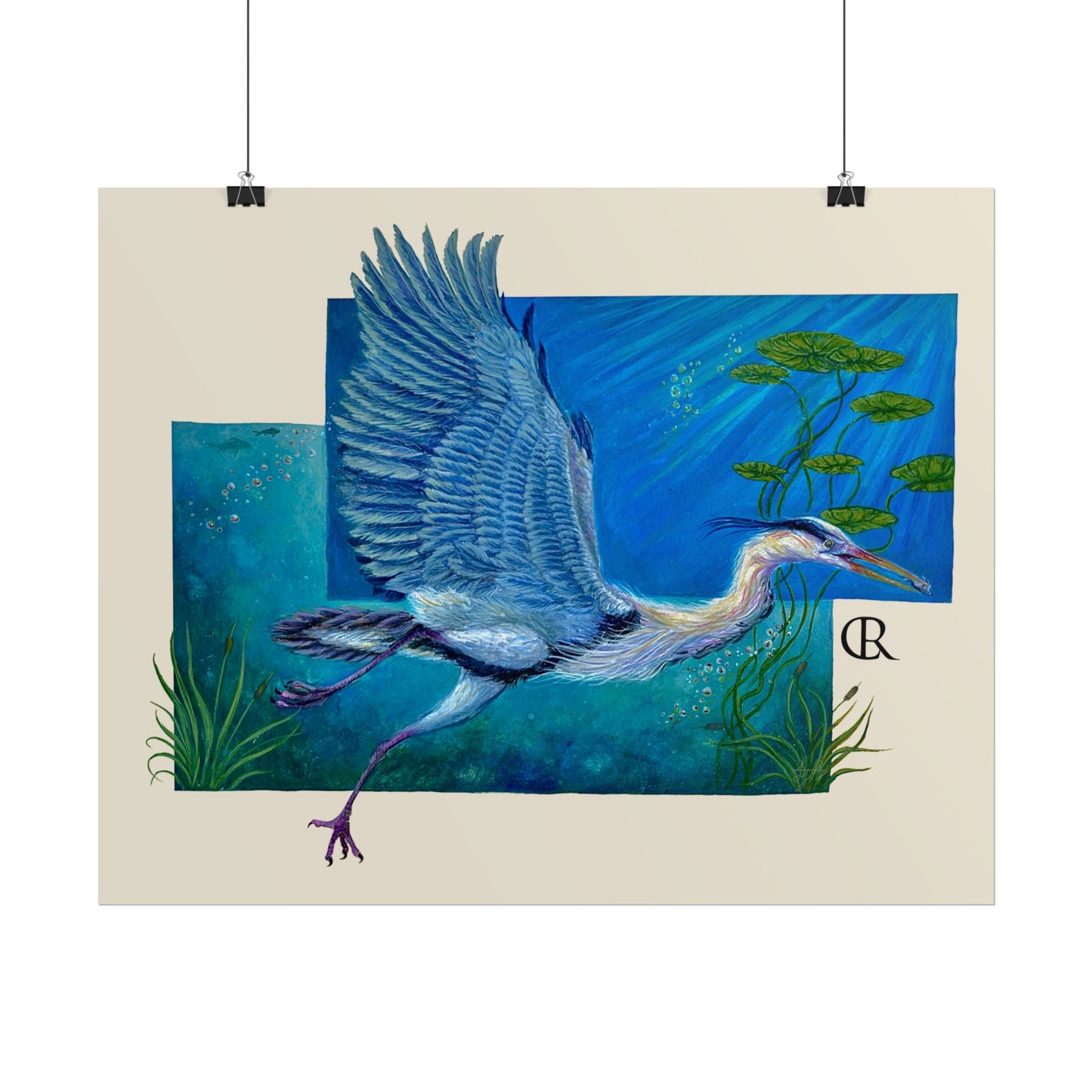 Blue Heron Art Poster