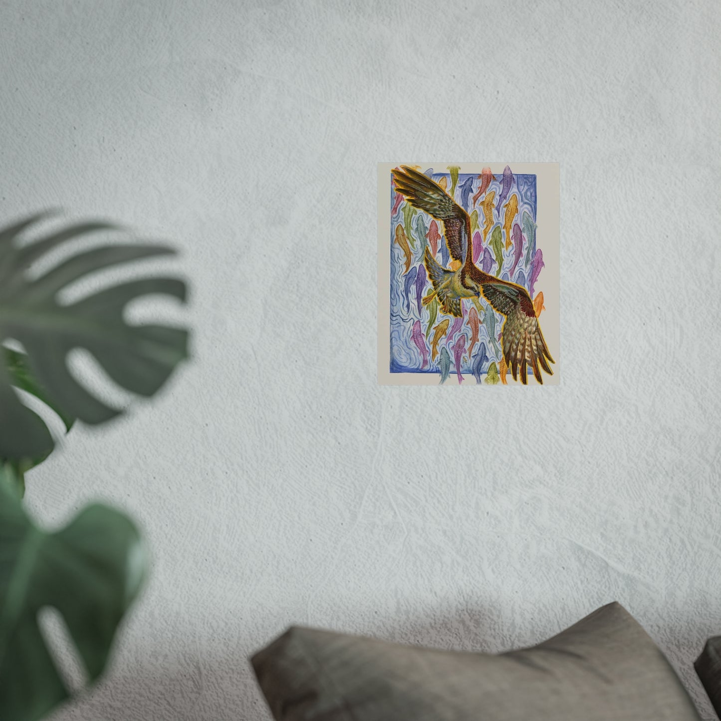 Osprey Soaring Over Koi Fine Art Poster