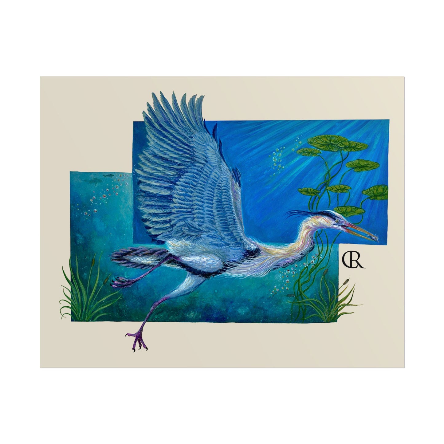 Blue Heron Art Poster