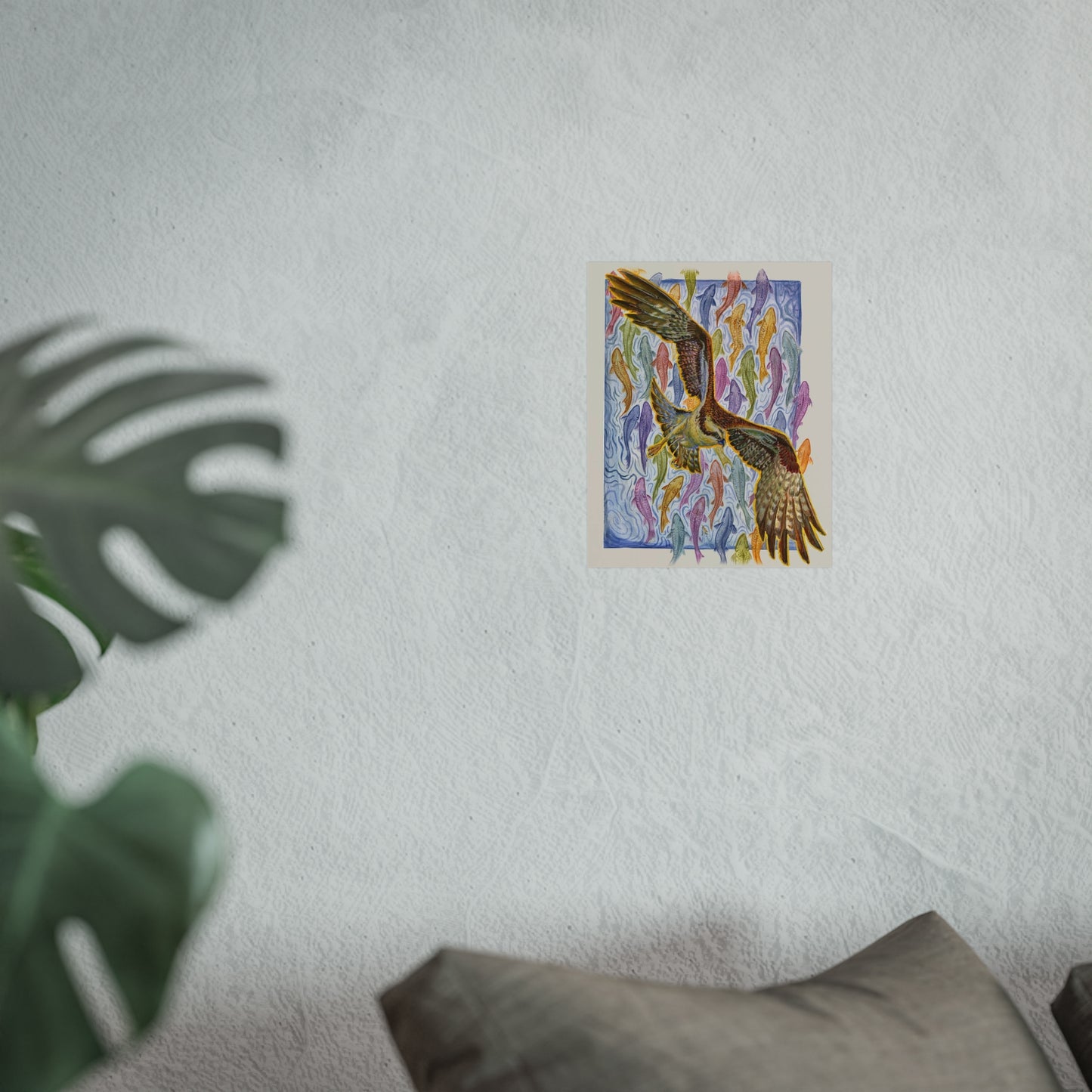 Osprey Soaring Over Koi Fine Art Poster