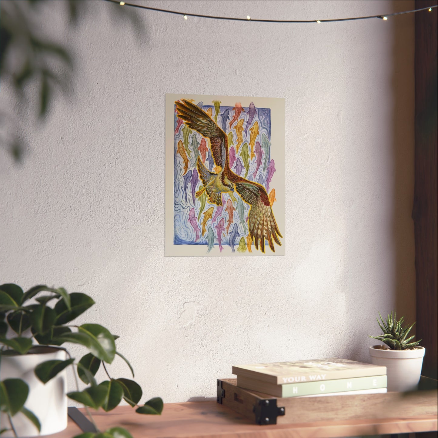 Osprey Soaring Over Koi Fine Art Poster