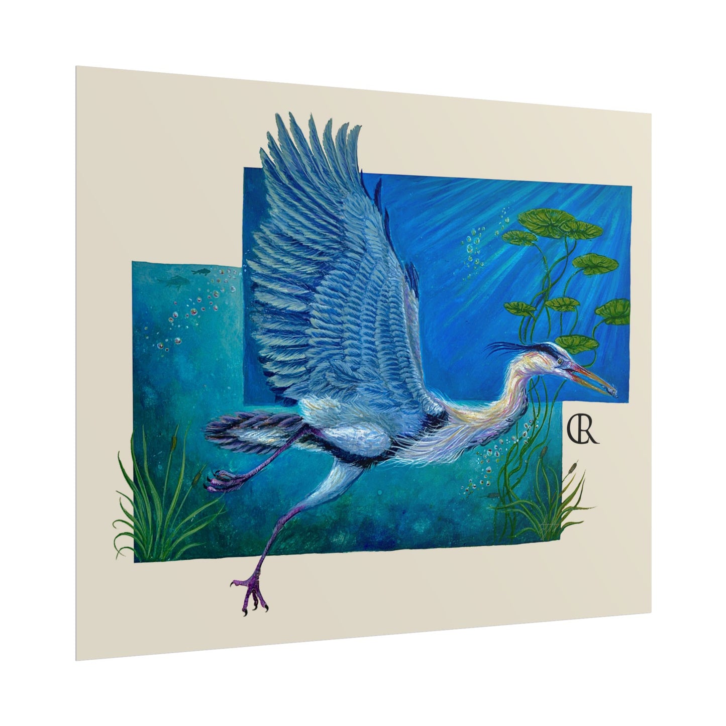 Blue Heron Art Poster