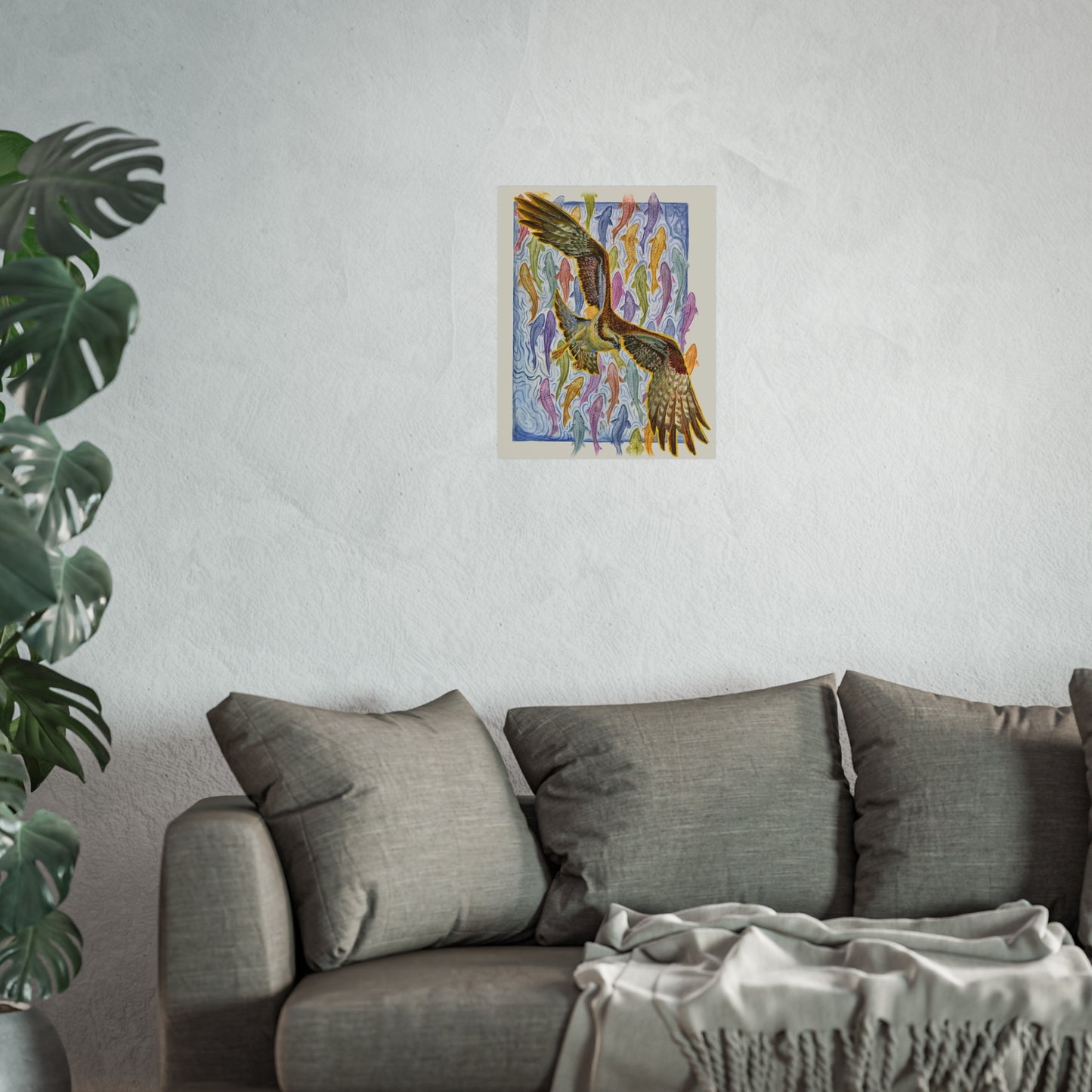 Osprey Soaring Over Koi Fine Art Poster