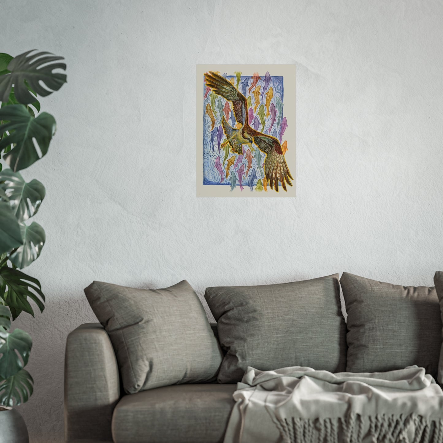 Osprey Soaring Over Koi Fine Art Poster