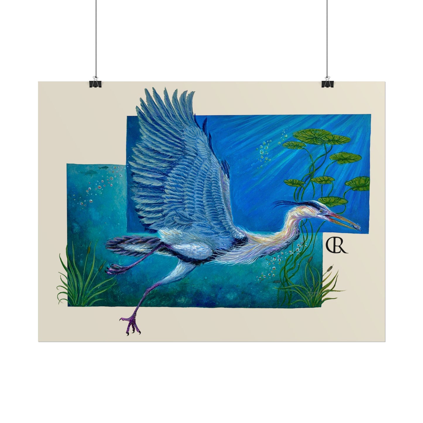 Blue Heron Art Poster