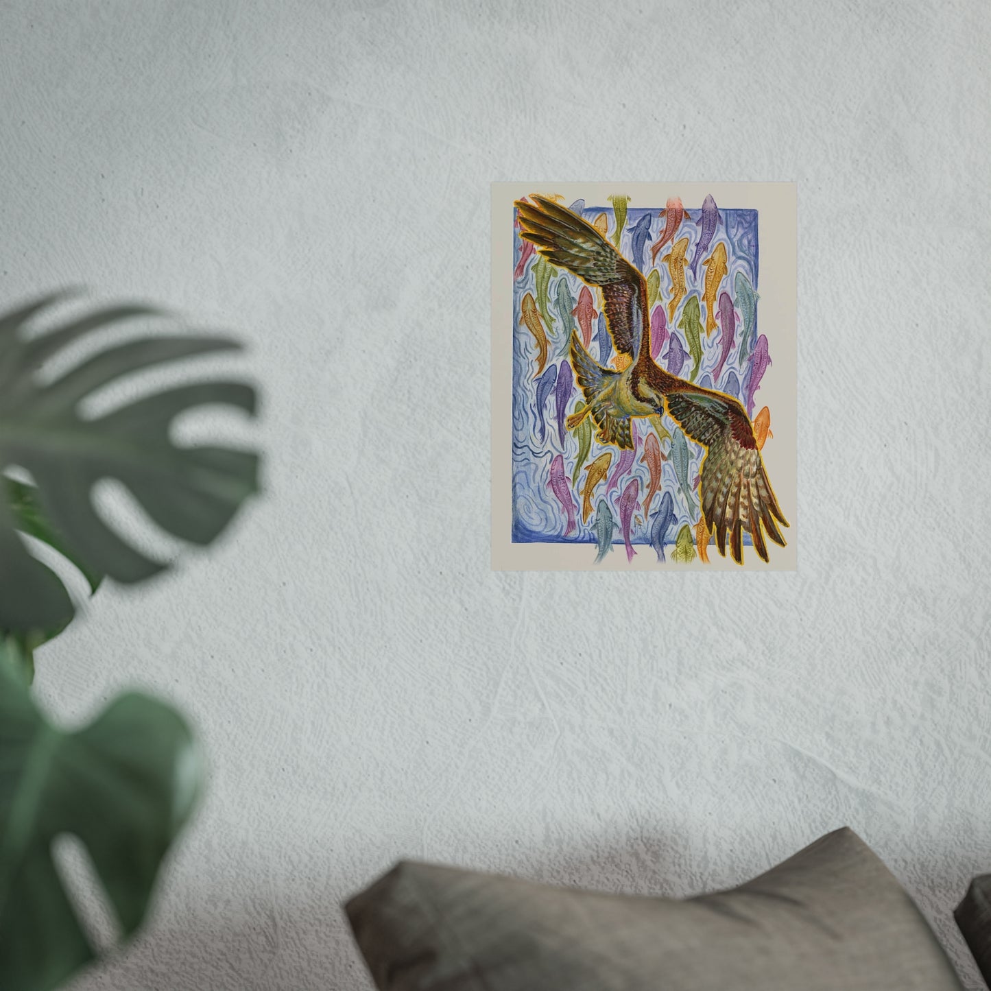 Osprey Soaring Over Koi Fine Art Poster