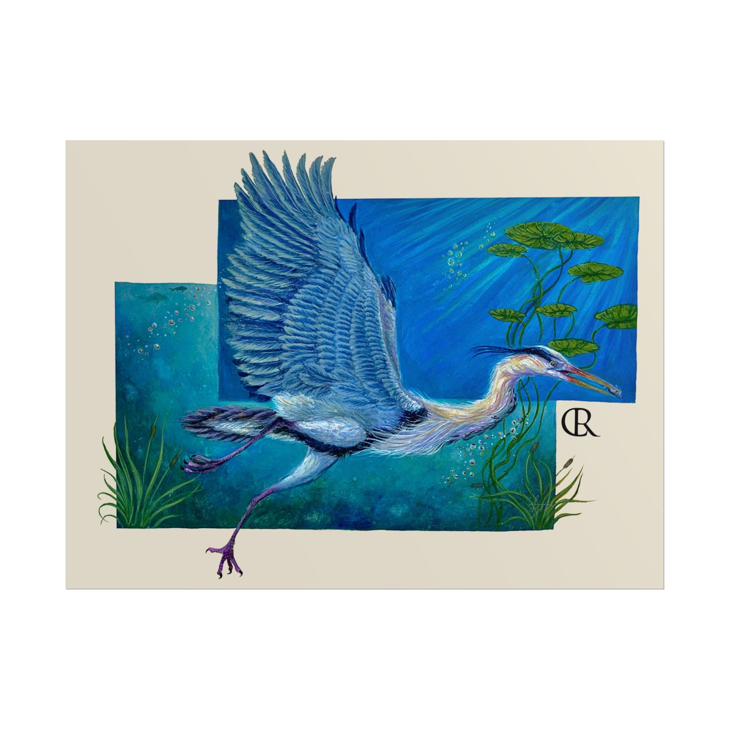 Blue Heron Art Poster