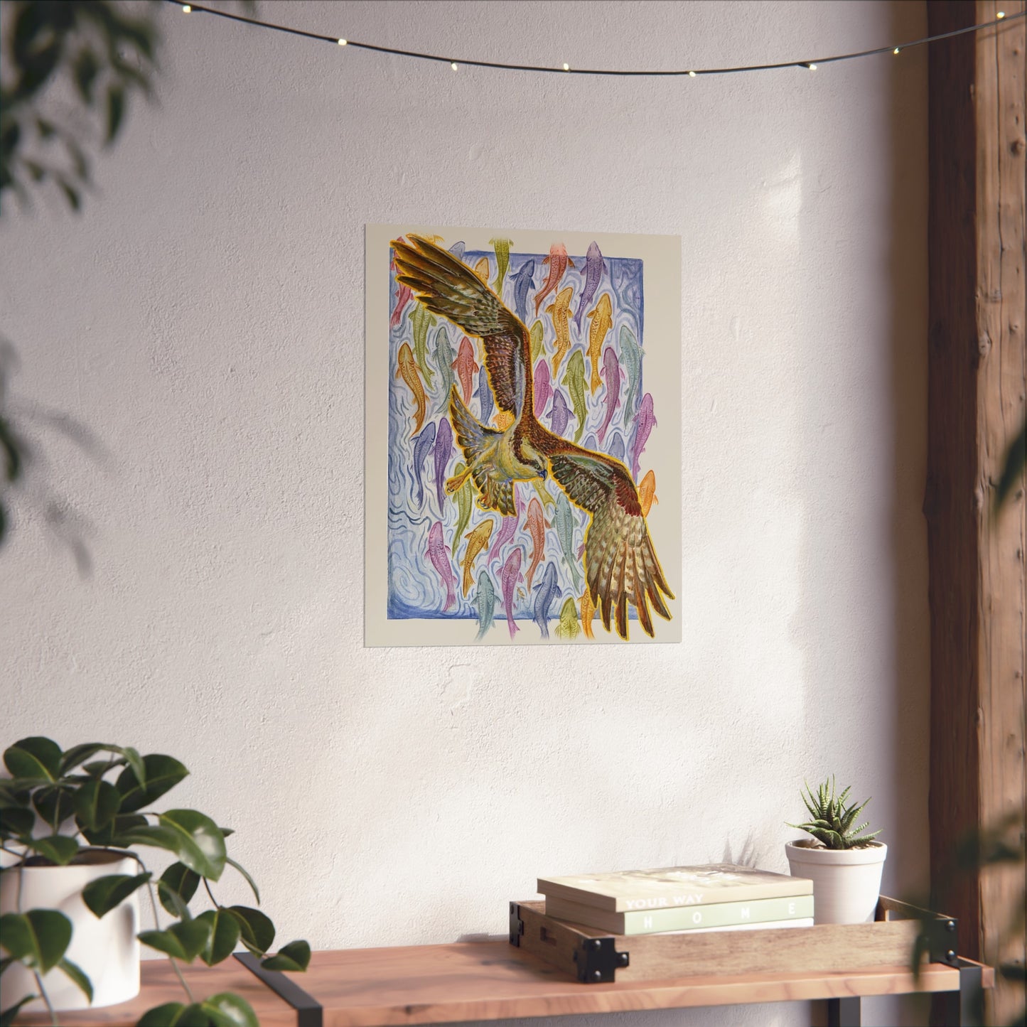 Osprey Soaring Over Koi Fine Art Poster