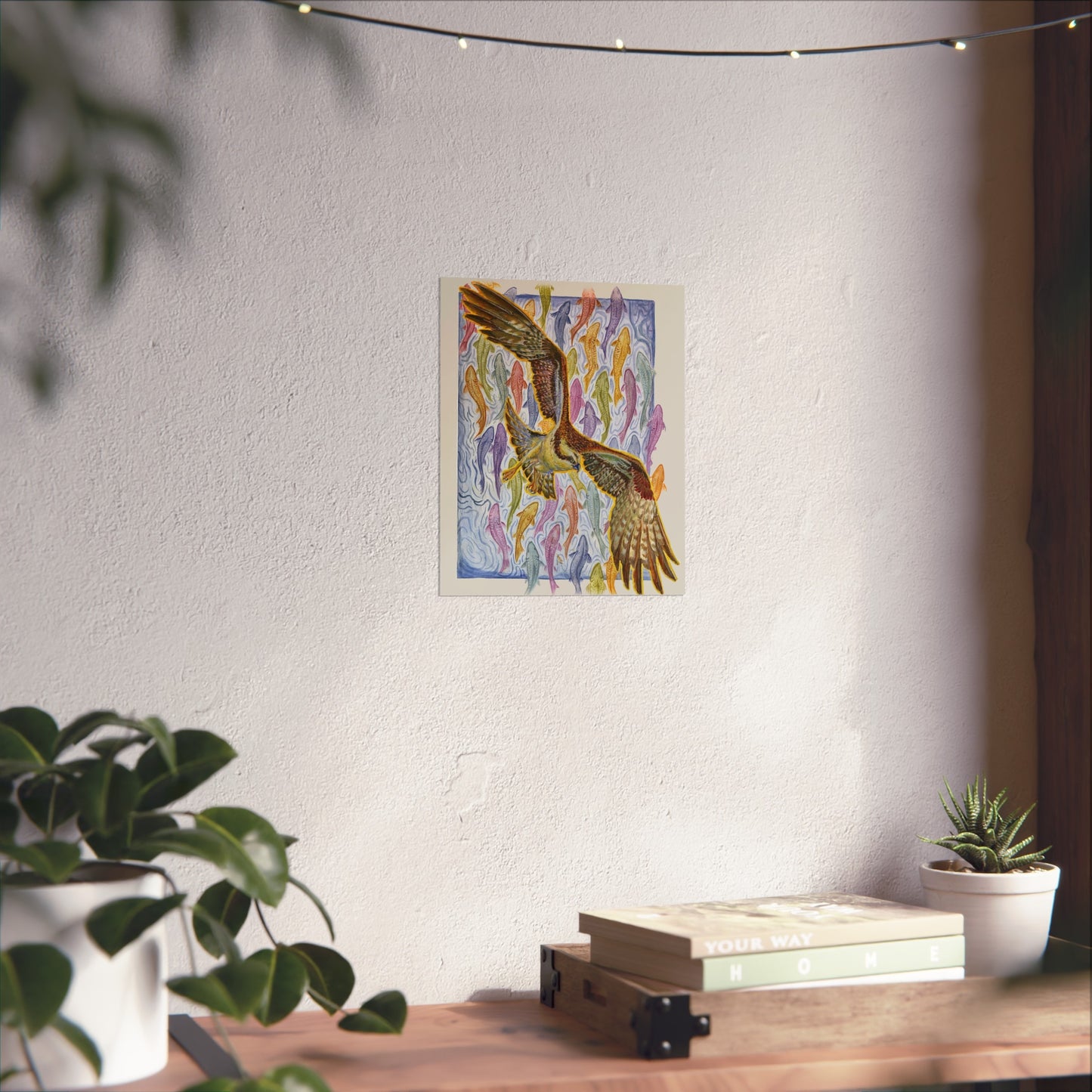 Osprey Soaring Over Koi Fine Art Poster